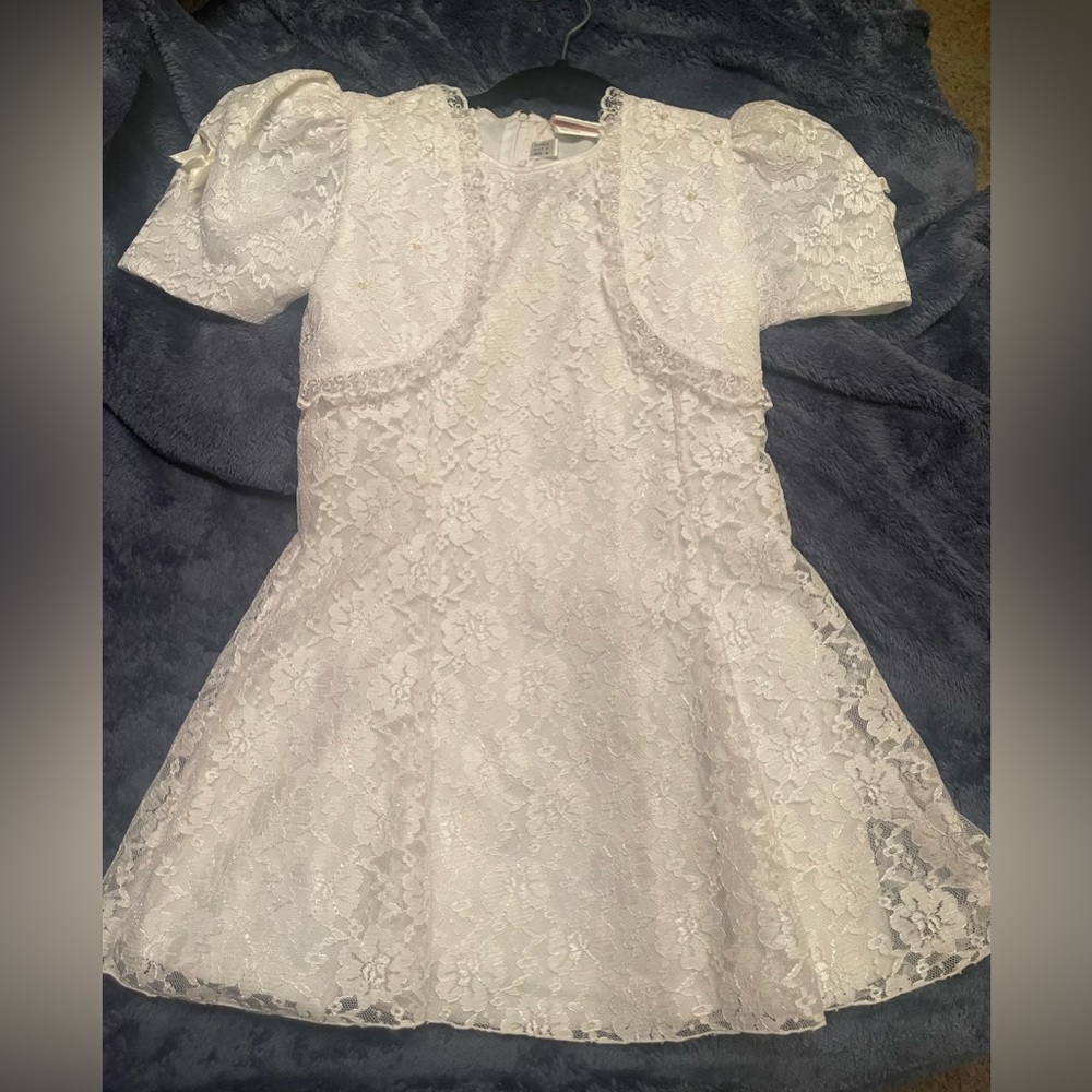Little Girls Size 8 White Dress - Easter, Flower Girl, 1st Communion